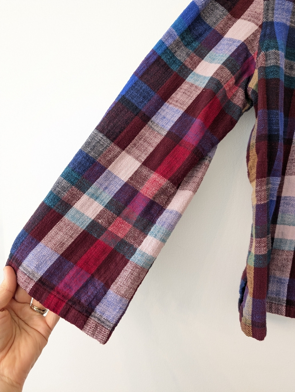 L.L. Bean Signature quarter zip flannel plaid cotton sweater size L - Picture 4 of 7